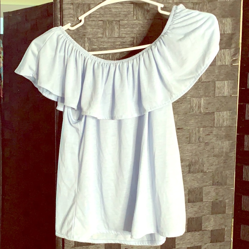 H&M sky blue ruffle top